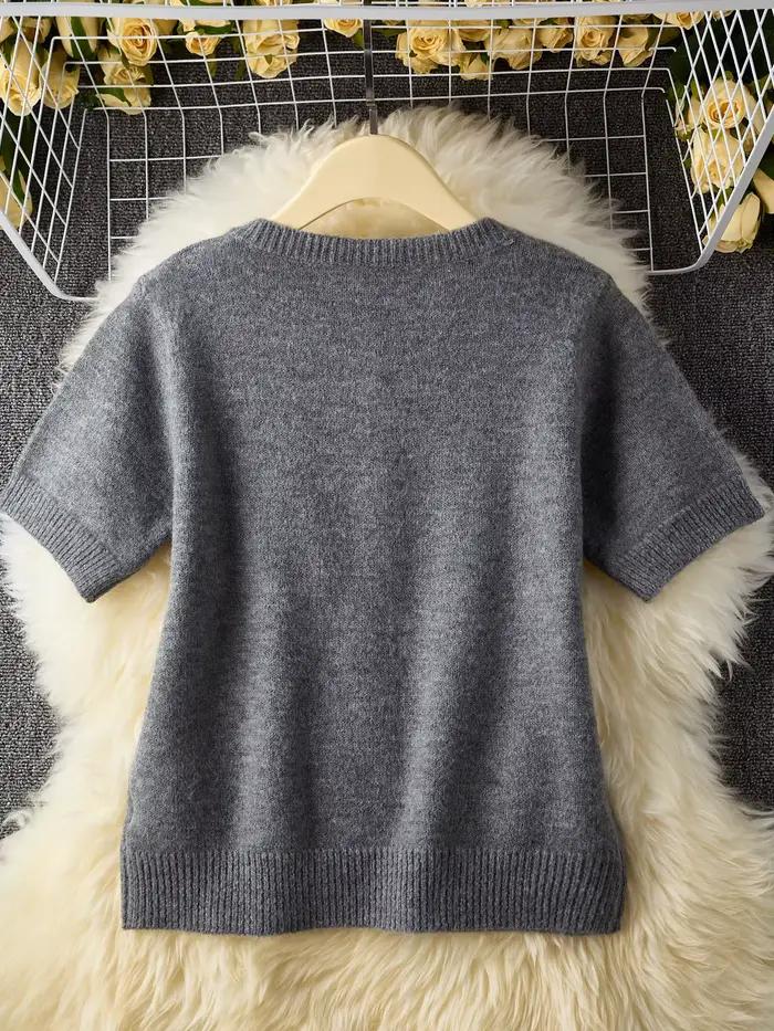 Cardigan tricoté élégant à col rond pour femme
