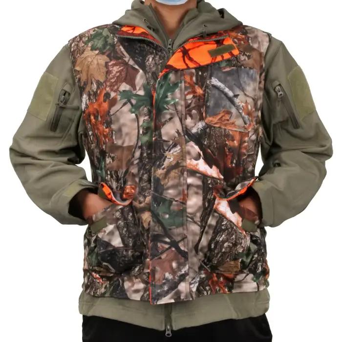 Blouson de chasse en fibre orange pour homme, gilet d'extérieur, manteau de champ respirant, nombreuses poches, camsalomon