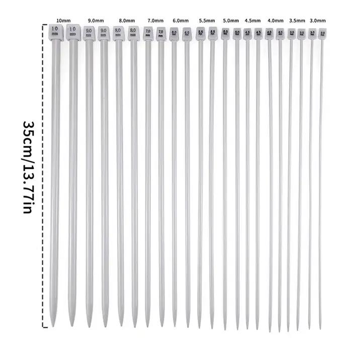 Looen 22 pièces/lot 2.0mm-8.0mm ensemble d'aiguilles à tricoter 35cm pointe unique bricolage tissage pull vêtements