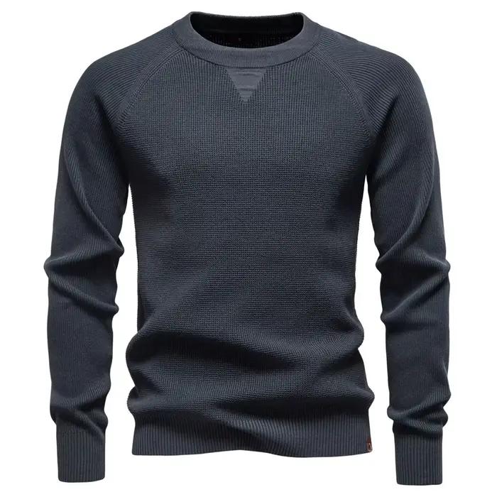 Nouveau col rond à la mode couleur unie pull pour automne et hiver affaires décontracté tricoté hommes