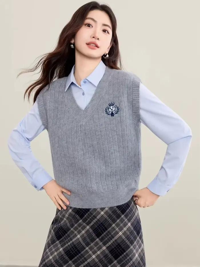Gilet pull sans manches style universitaire pour femme SENTUBILA