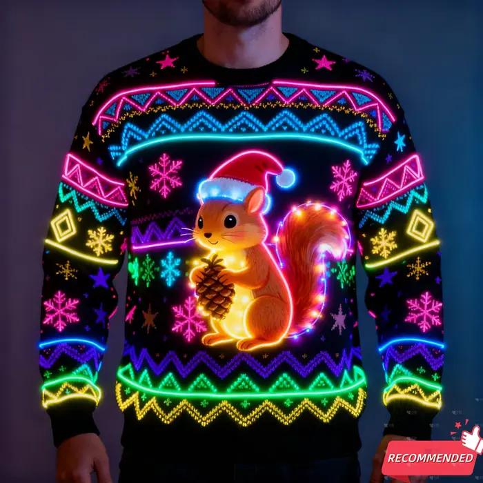 2025 nouveau faux néon jésus Santa impression 3D laid pull de noël joyeux