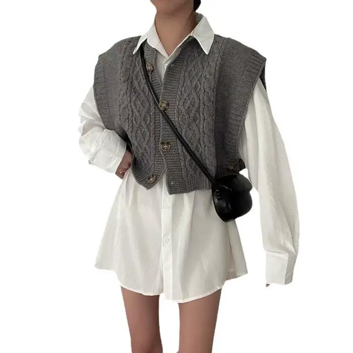 Gilet cardigan tricoté à boutons pour femme 2026