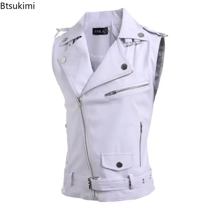 Gilet en cuir PU décontracté pour homme 2026 – Veste sans manches automne-hiver, gilet chaud et épais, gilet de moto en cuir pour homme 3XL