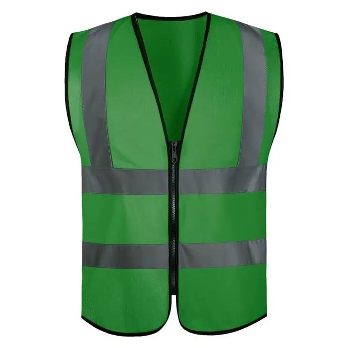 Gilet de sécurité haute visibilité durable avec bandes réfléchissantes avant et fermeture éclair – Tenue de travail pour agents de sécurité et entrepôts