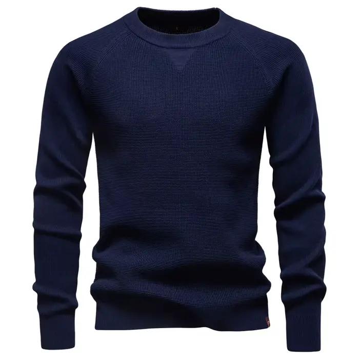 Nouveau col rond à la mode couleur unie pull pour automne et hiver affaires décontracté tricoté hommes
