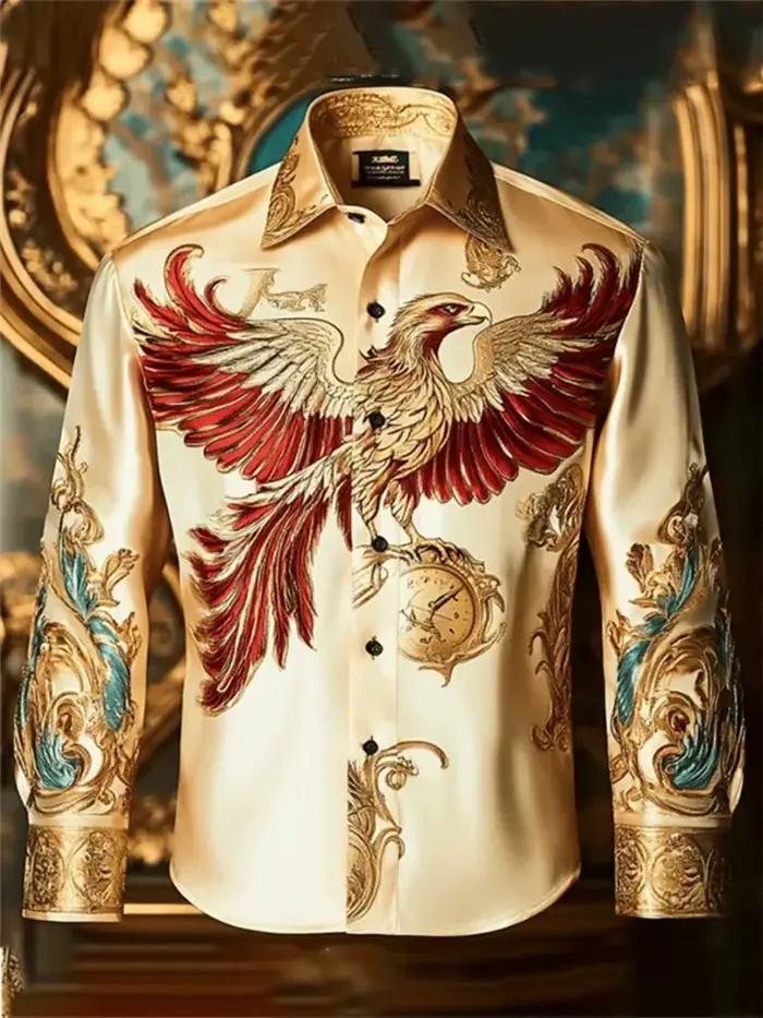 Chemise à col à manches longues pour hommes, chemise imprimée à la mode, fête sociale, tissu doux, confortable, luxe, haute qualité, nouveau