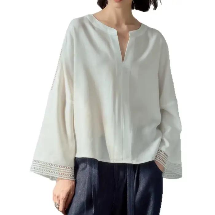 Haut en polyester bywindto style classique col en V pour femmes occasions spéciales printemps été