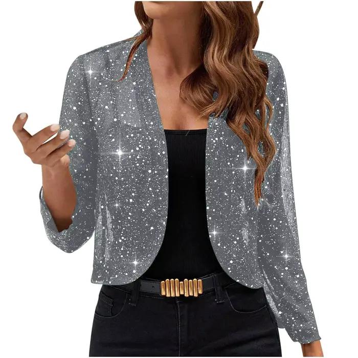 Femmes élégant Cardigan vestes courtes décontracté brillant décoration vous apporter un tempérament raffiné dame fête doux confort Costume