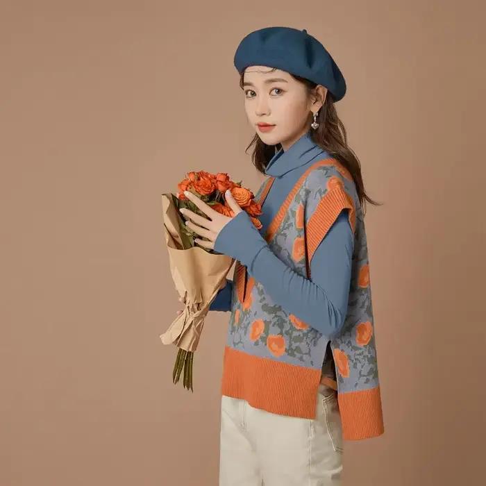Kawaii solide mignon gilet imprimé mode vêtements 2025 tricot gilets pour femmes Crochet