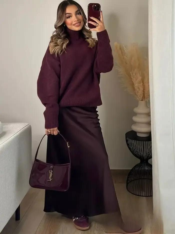 KONDALA Vintage Chic femmes pull solide col rond à manches longues tricoté