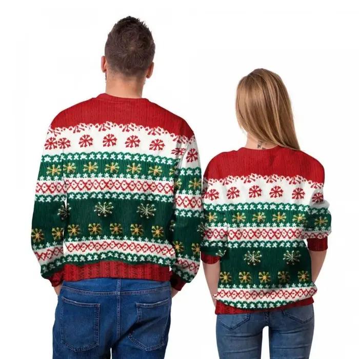 2025 nouveau noël couple vêtements imprimé pull col rond à manches longues chaud décontracté polyvalent