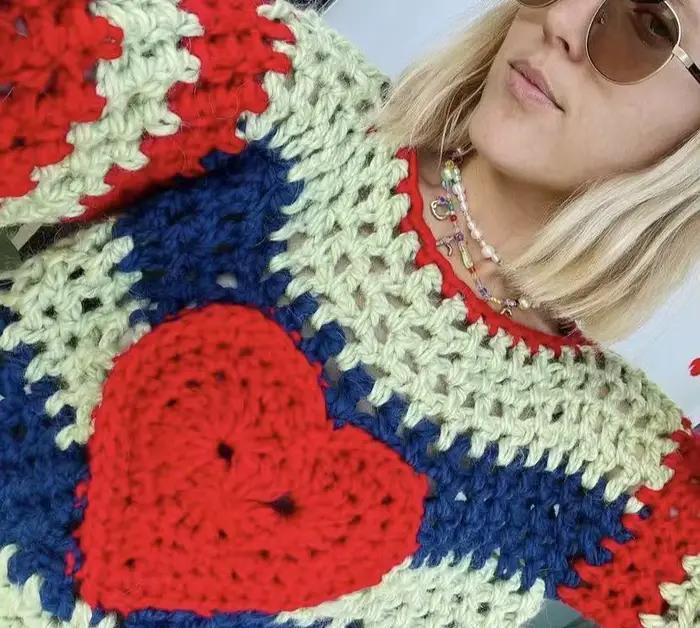 Haut en laine et mohair à col rond pour femmes