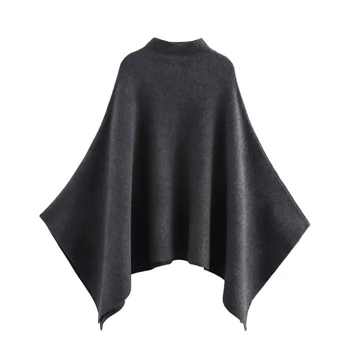 Châle rond pour femme, col montant asymétrique