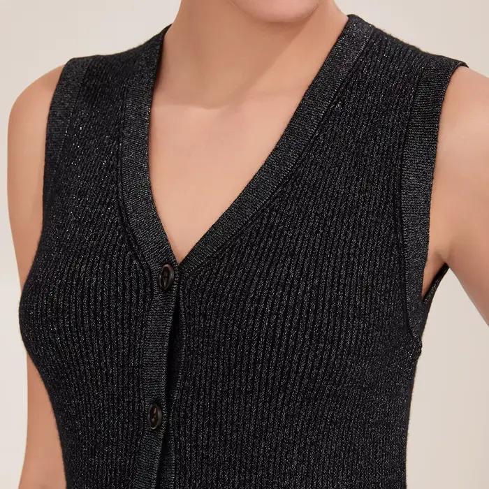 Cardigan sans manches en mélange de cachemire pour femme