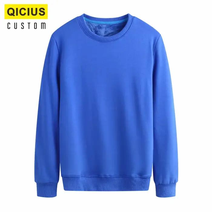 Pull à manches longues et col rond pour hommes, 100% coton et velours, Logo brodé imprimé personnalisé, décontracté, couleur unie, chaud, 3xl
