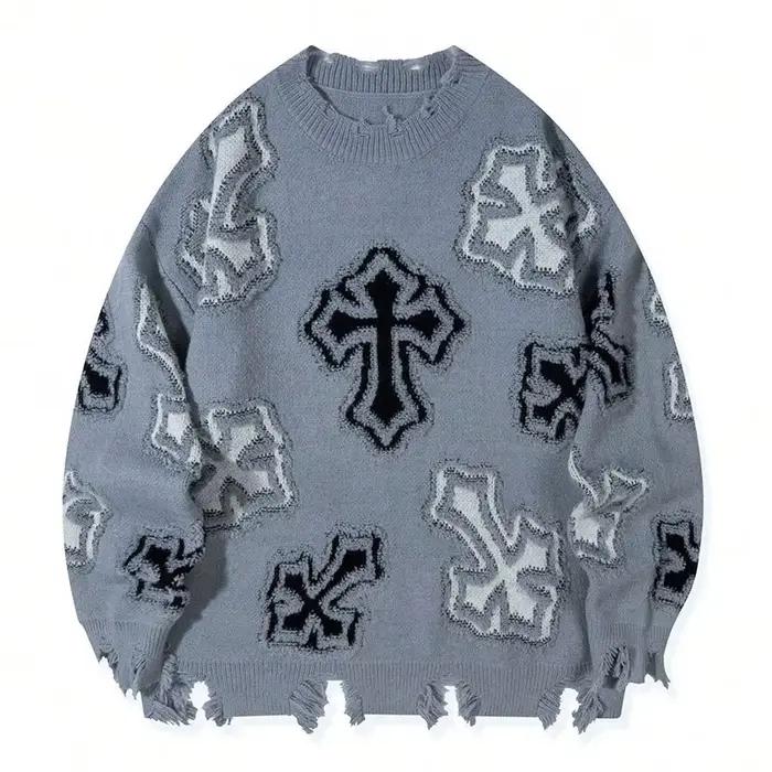 Pull tendance américain High Street avec franges avec personnages imprimés audacieux