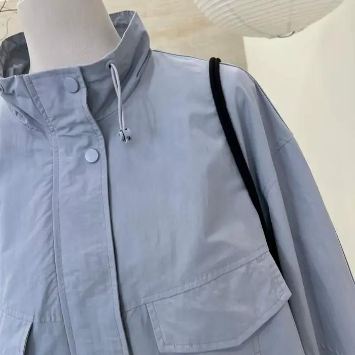 Coréen col montant court pour les femmes automne décontracté Style Safari haut