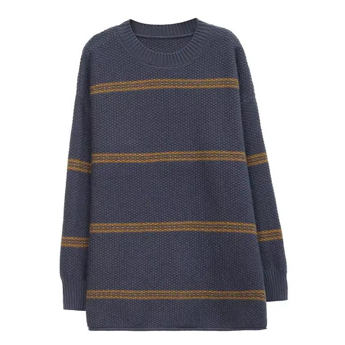 Pulls tricotés à col rond et rayures pour femmes
