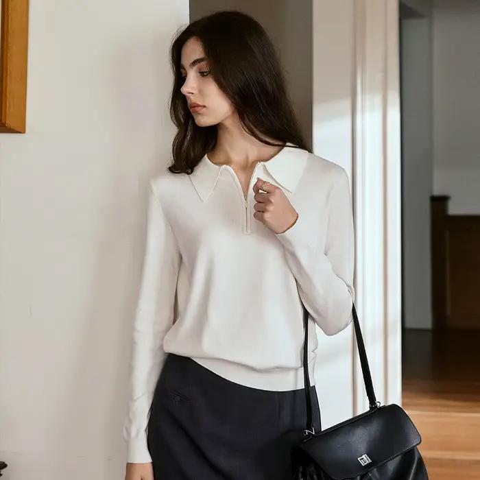 Pull tricoté à col polo OLrain pour femme