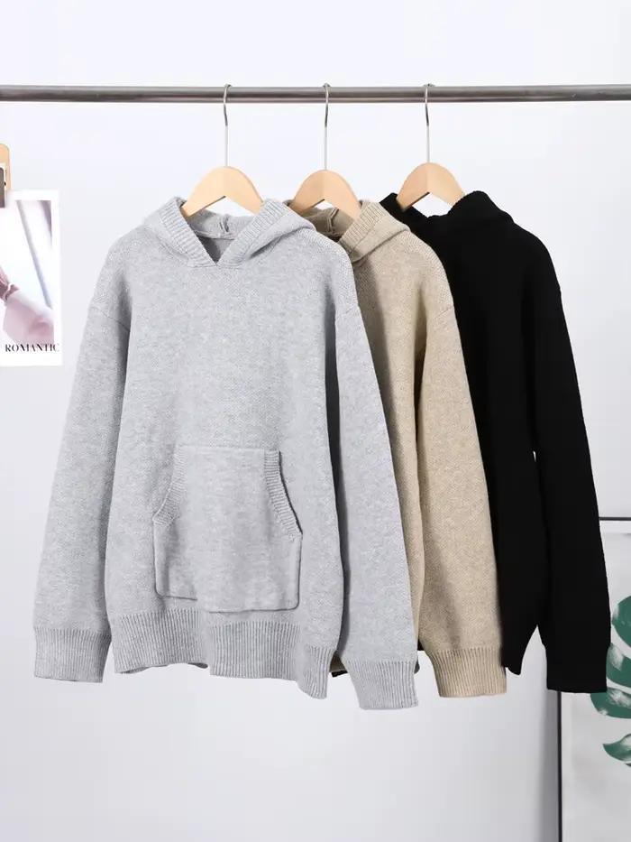 Pull à capuche surdimensionné vert à manches longues pour femme