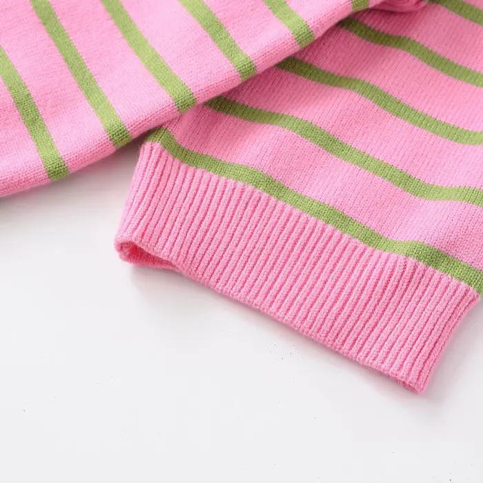 Pull Minimaliste Rayé à Col Rond et Manches Longues pour Femme – Hauts et Tricots Féminins