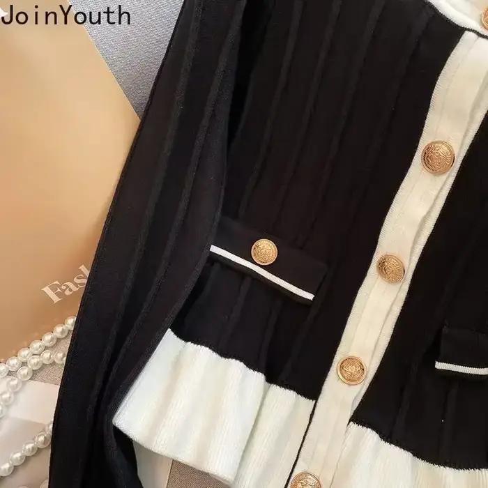 Doux Cardigan femmes vêtements col rond manches évasées tunique Sueter Mujer volants Vintage tricoté Pull manteau coréen