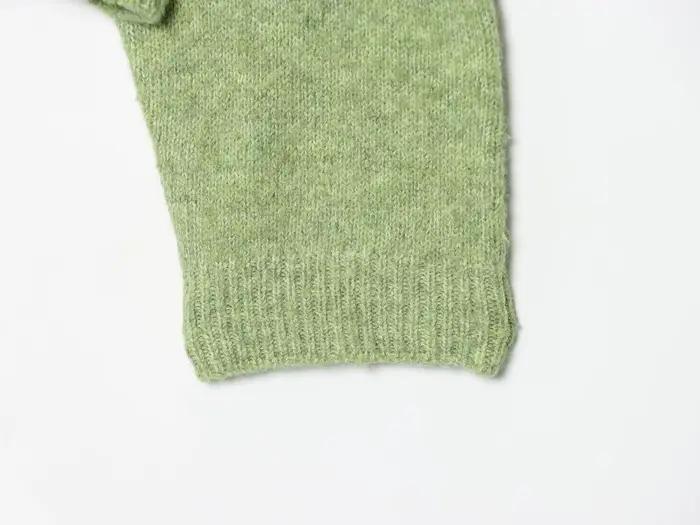 Vert clair tricoté Cardigan pull femmes encolure dégagée simple boutonnage