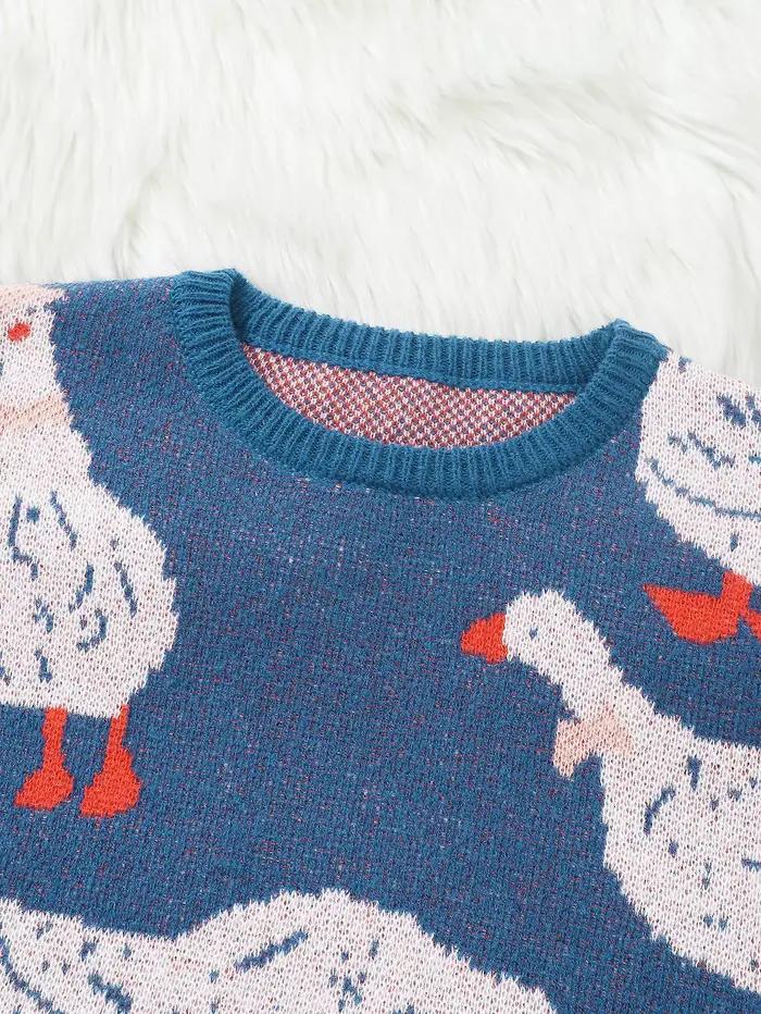 Nouveau populaire automne hiver mignon canard Jacquard motif pull