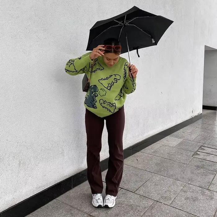Pull Surdimensionné à Manches sulfet Col Rond pour Femme