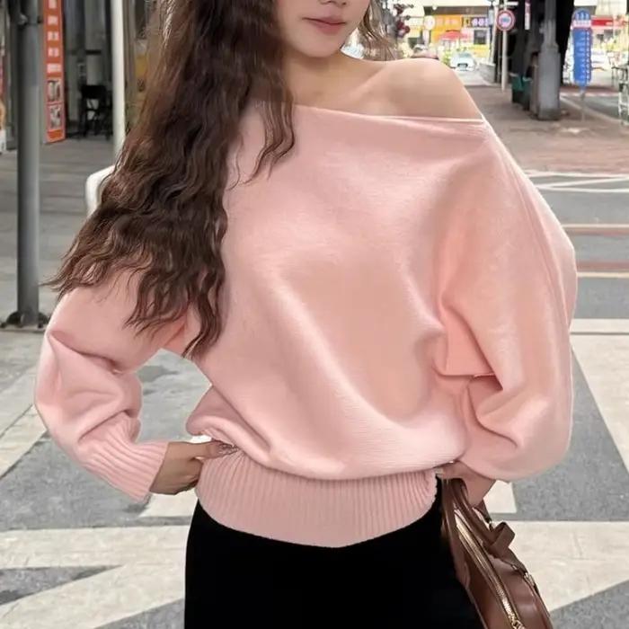 Batwing – Pull tricoté à manches longues pour femme