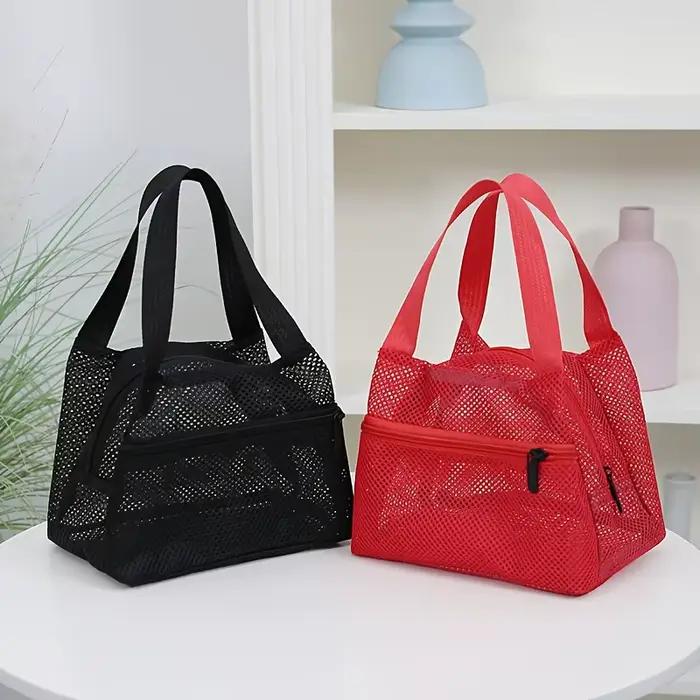 Sac en filet, Sac à main pour femme, Trousse de toilette, Sac de rangement de voyage, Sac à lunch ajouré pour étudiant, Sac bento