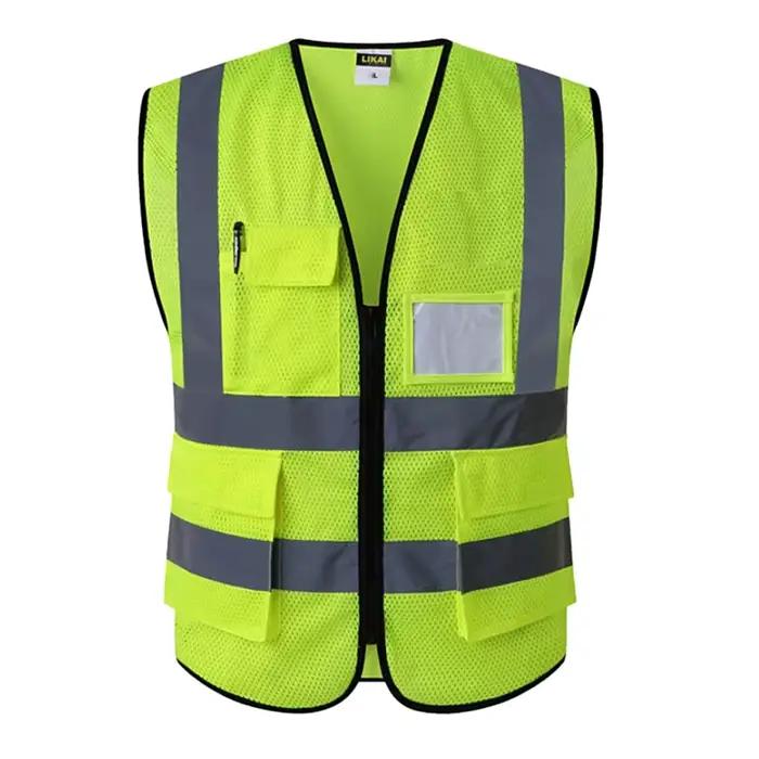 Gilet réfléchissant de travail de sécurité haute visibilité, vêtements de cyclisme en plein air personnalisés pour la circulation de Construction