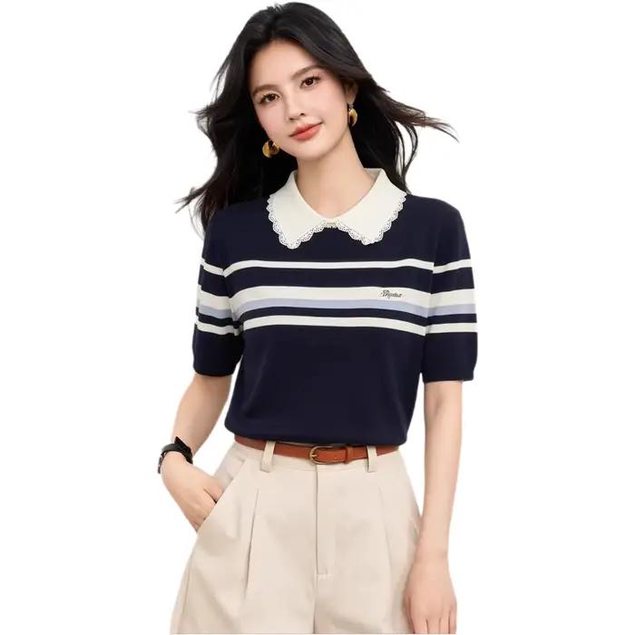 T-shirt décontracté polyvalent à manches courtes pour femme