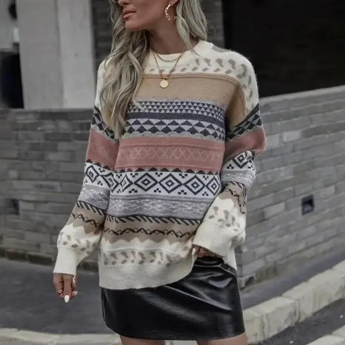 2025 nouveau pull ample Jacquard coréen pour femmes