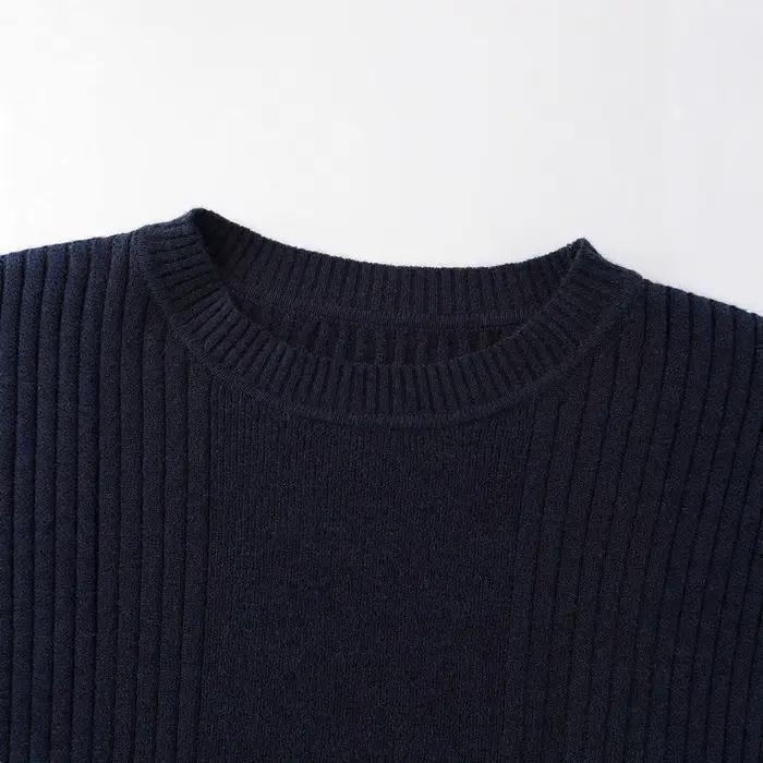 Pull tricoté à manches longues et col rond pour femme