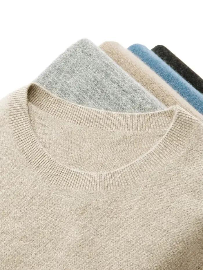 Hommes 100% laine mérinos pull basique col rond