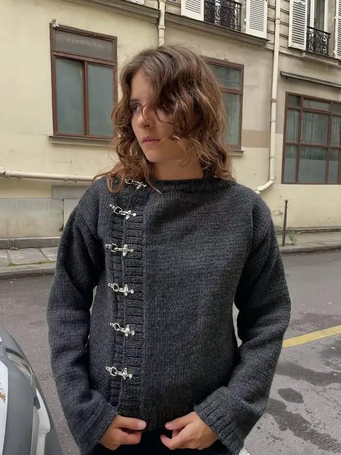 2025 nouveau pull cardigan à boutons européen et américain automne et hiver