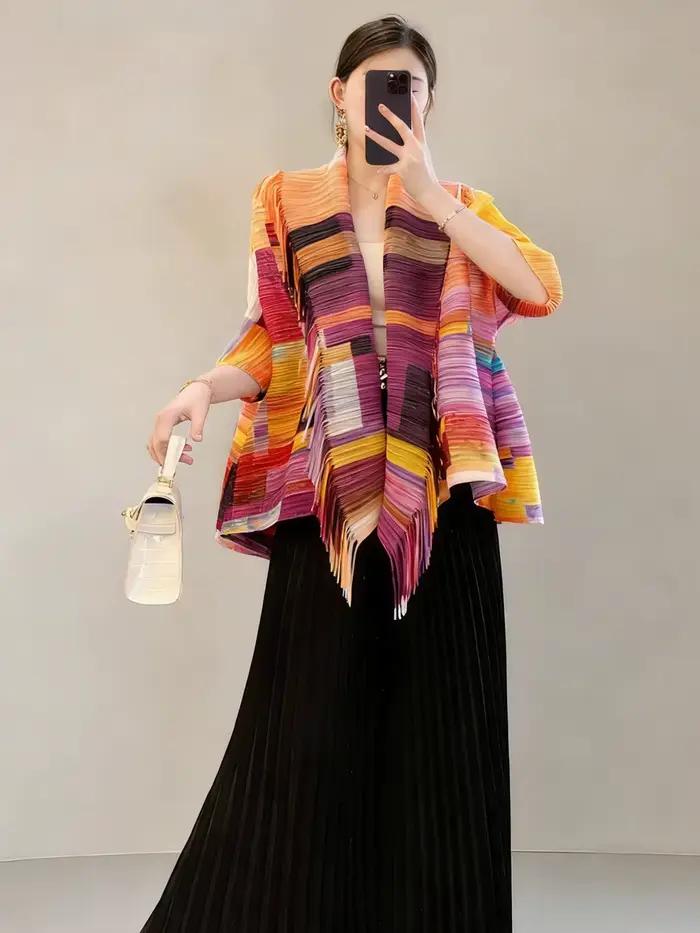 Vêtements d'extérieur châle cardigan à col frangé pour femmes