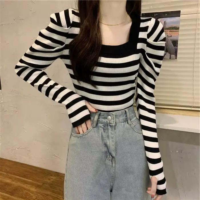 Pull tricoté à couche de Base de Style français pour femme