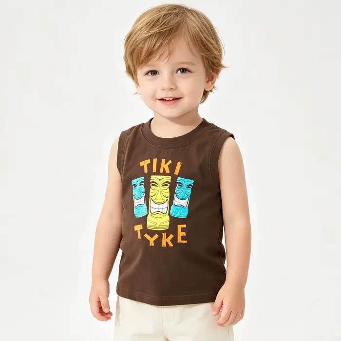 Débardeur d'été pour bébé garçon, motif 'Dad's Dare Devil Motorcycle', en coton, sans manches, T-shirt pour tout-petit, hauts d'ensemble