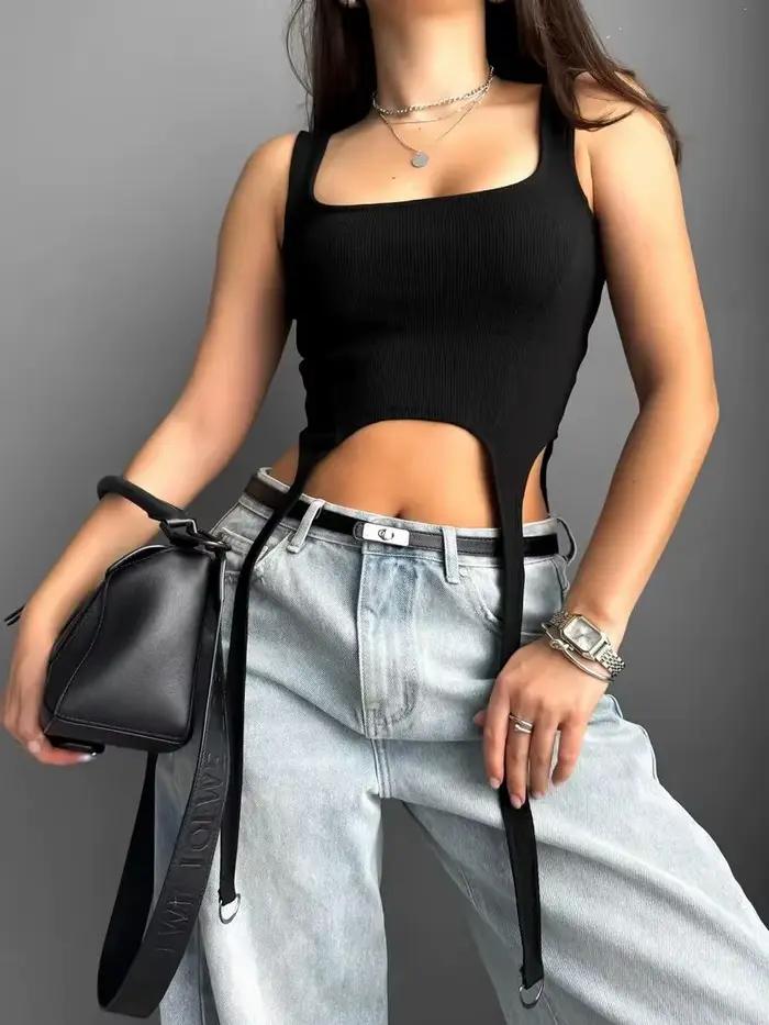 Gilet sexy européen et américain en forme de croix