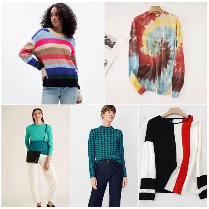 Commerce extérieur commande originale style européen et américain pull tricoté pour femmes rayé col rond à manches