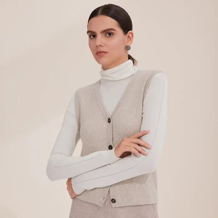 Cardigan sans manches en mélange de cachemire pour femme
