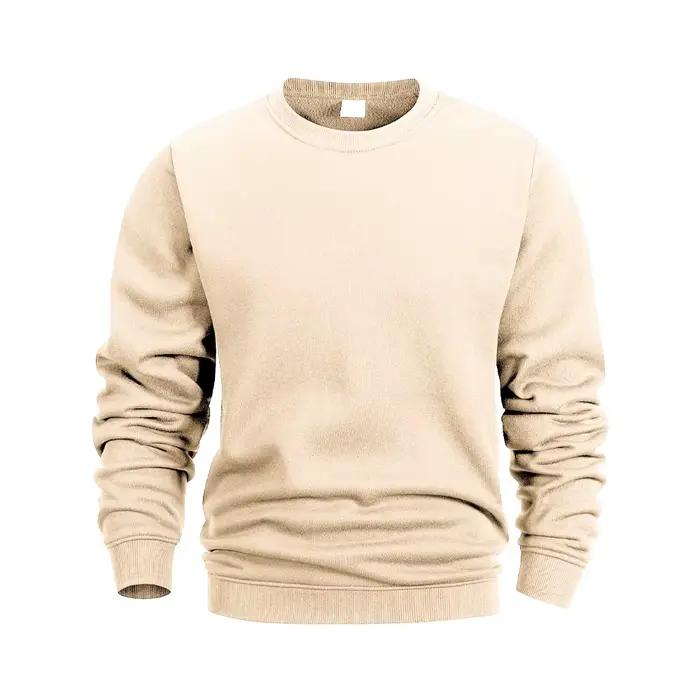 Sweat-shirt à col rond pour hommes, couleur unie, pull décontracté, à la mode, chaud, ample, vêtements de sport de rue, printemps automne