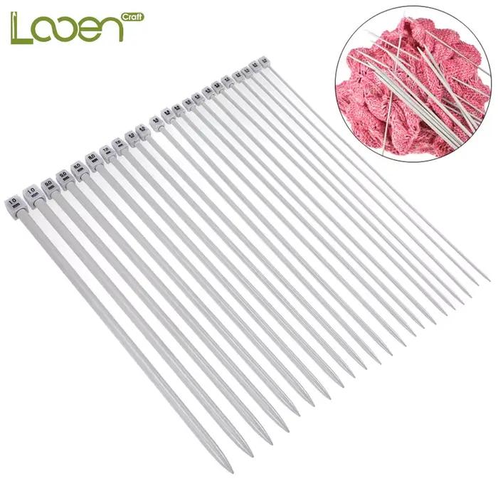 Looen 22 pièces/lot 2.0mm-8.0mm ensemble d'aiguilles à tricoter 35cm pointe unique bricolage tissage pull vêtements