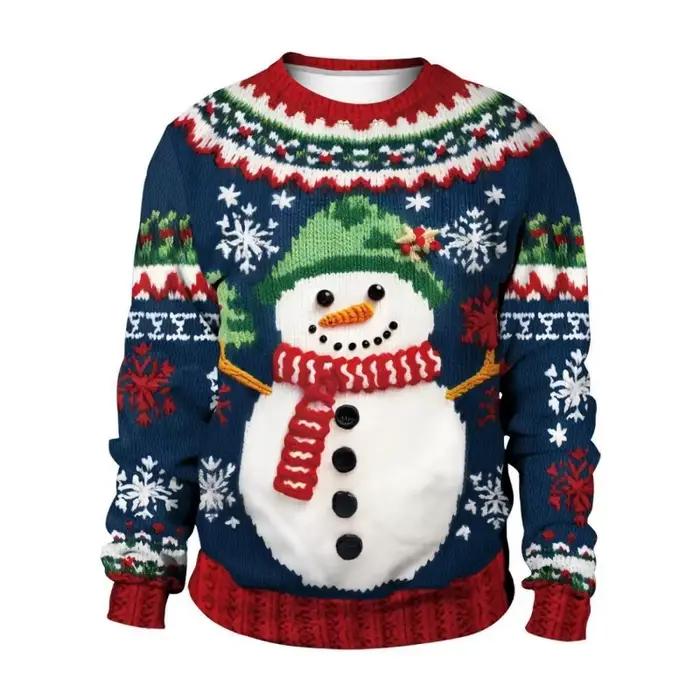 2025 nouveau noël couple vêtements imprimé pull col rond à manches longues chaud décontracté polyvalent