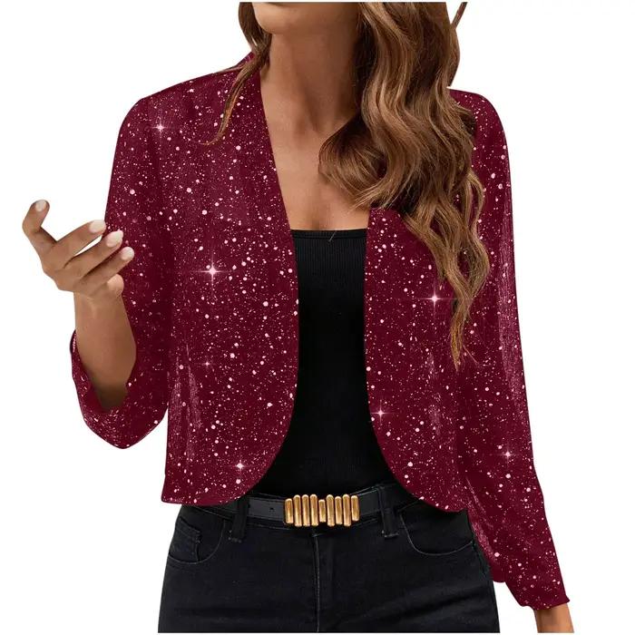 Femmes élégant Cardigan vestes courtes décontracté brillant décoration vous apporter un tempérament raffiné dame fête doux confort Costume