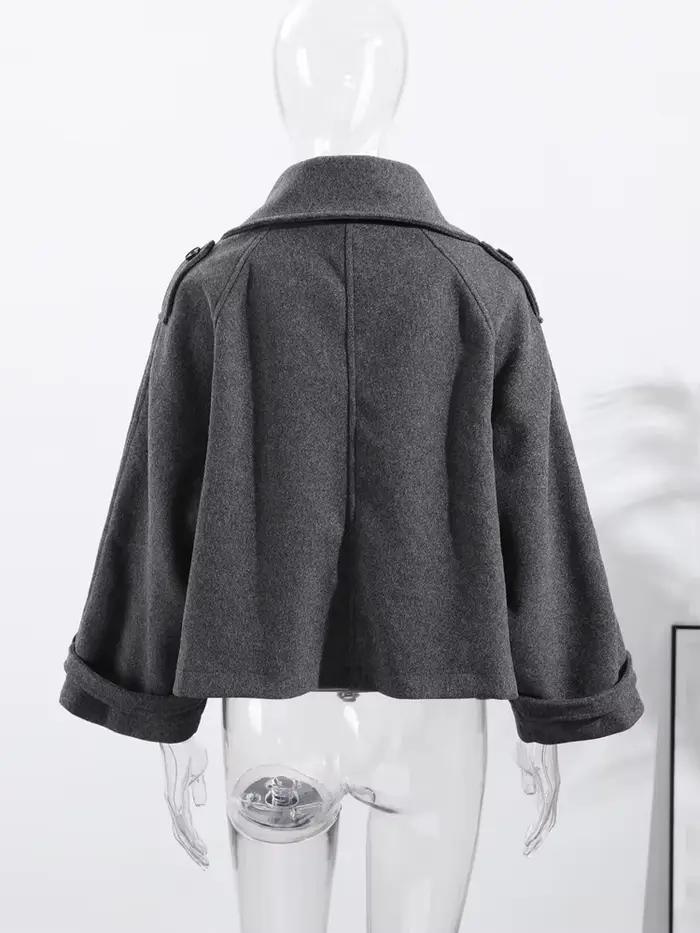 Manteau en laine ample à col montant pour femme