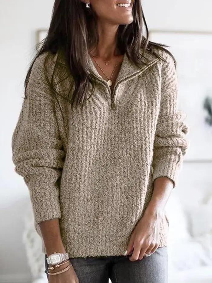 2026 femmes nouvelle mode haute qualité polyvalent confortable décontracté pull à fermeture éclair à manches longues
